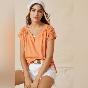 Anthropologie Pilcro Smocked Muscle Tee Women’s Size Small